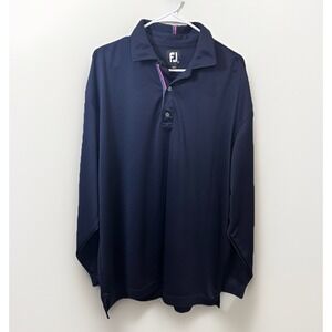 FootJoy FJ Mens 2XL Navy Long Sleeve Performance Jersey Polo Shirt Golf Active
